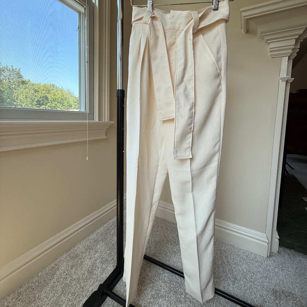 New | ba&sh Tied Waist Pleated Front Tiago Pants in Ecru size XS